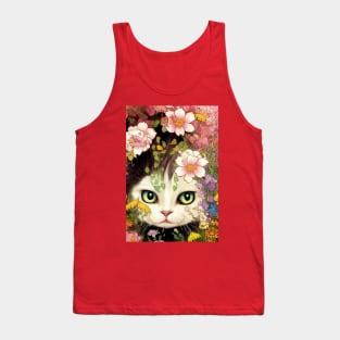 Kitten between flowers Tank Top